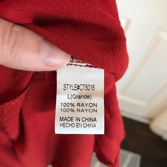 Crescent Burnt Orange “Ella” Hi-Lo Flowy Long Sleeve Boho Blouse - Picture 6 of 7